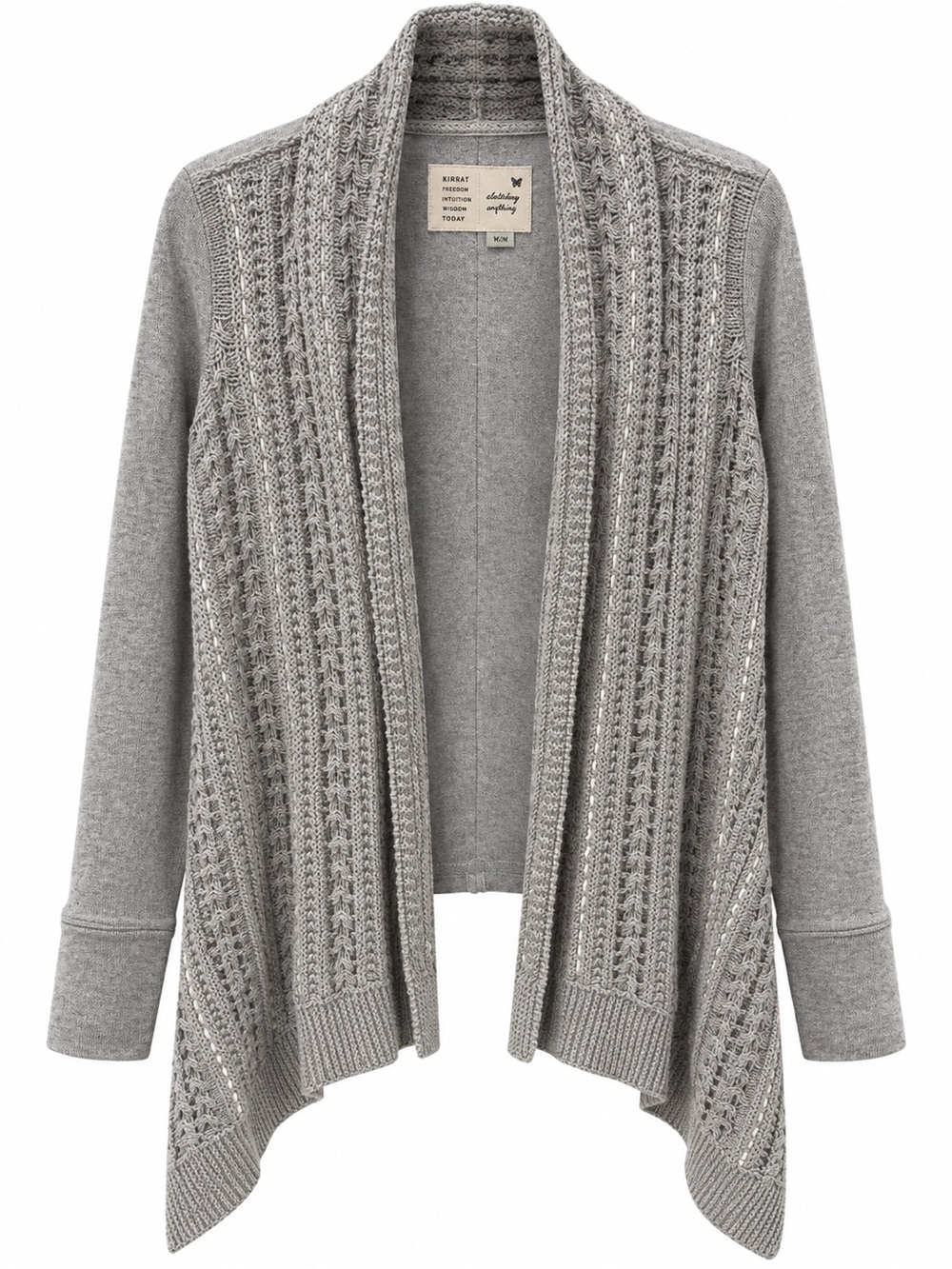 Light Gray Open-Front Cable Knit Women’s Sweater Cardigan Very Good Condition